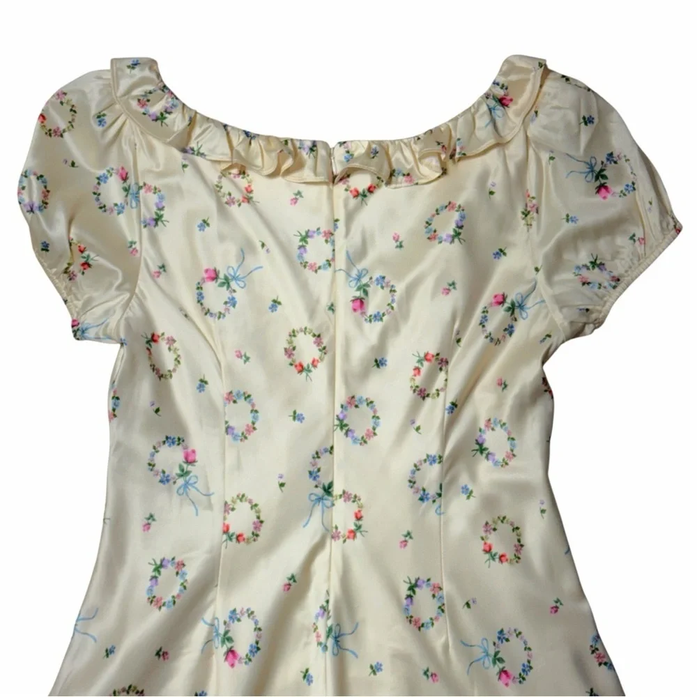 For Love & Lemons Jaida Butter Yellow Mini Dress Womens XL - Picture 6 of 8